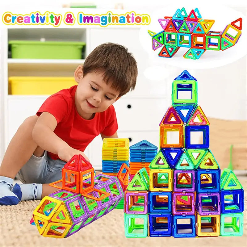 Montessori-inspired magnetic construction blocks for children